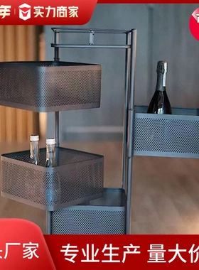 360度方形可旋转小推车储物架铁收纳架厨房蔬菜架客厅零食整理架