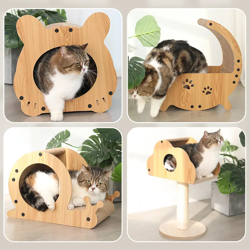 造型猫抓板木质摇篮云朵立式