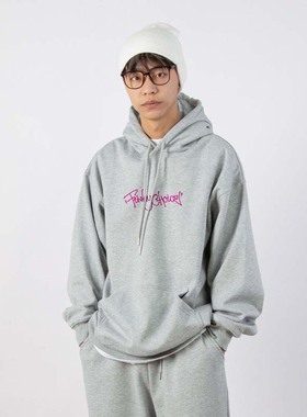 FunkyChoice秋冬宽松加绒帽衫涂鸦字母印花大码加厚街舞popping