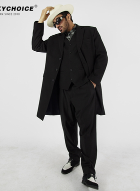 黑色街舞popping裤子男西服套装hiphop嘻哈潮宽松locking西裤马甲