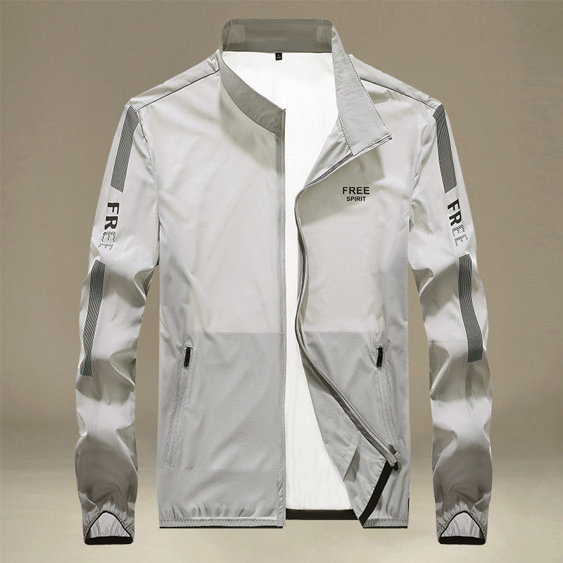 防晒衣男夏季超薄透气冰丝潮流运动立领夹克衫薄款外套男士皮肤衣