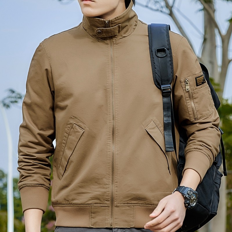 新款男士工装夹克防风保暖立领纯棉宽松大码春秋冬季美式外套潮款