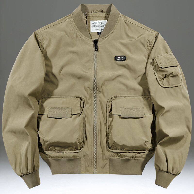 外套男春秋季2025新款工装夹克上衣大码宽松休闲棒球领美式飞行服