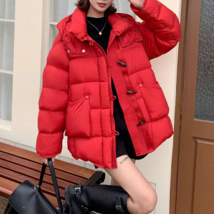 大码 中长款 时尚 新款 宽松保暖外套 连帽90白鸭绒羽绒服女2025冬季