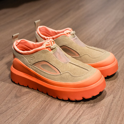 UGG三文鱼橘麂皮厚底运动鞋