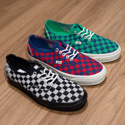 Vans复古编织黑棋盘格帆布板鞋