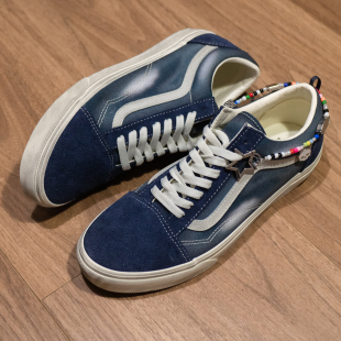 Skool水洗做旧藏青色男女情侣低帮复古板鞋 Old Classic Vans