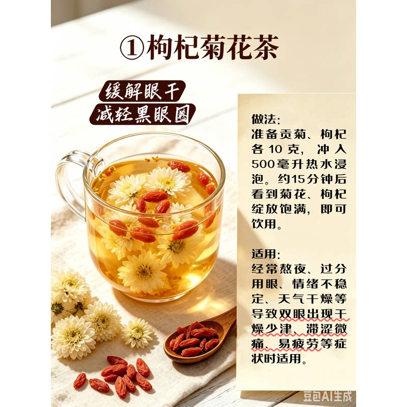 秋季润燥茶饮菊花茶菊花枸杞茶五类可选茶饮可泡可煮下单现配