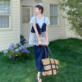 蕾丝拼接假两件上衣波点半身裙套装女夏季甜美独特漂亮爆款两件套，女装套装/套裙，浙宝105（原181）