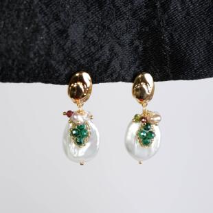 莫奈花园巴洛克珍珠耳环女小众设计高级感法式复古耳饰圣诞礼物