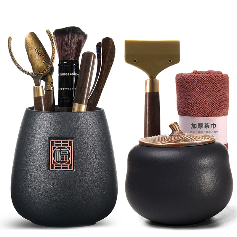 功夫茶具配件黑檀实木茶道六君子