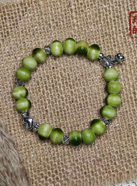 森系渐变绿陶瓷珠女款手串