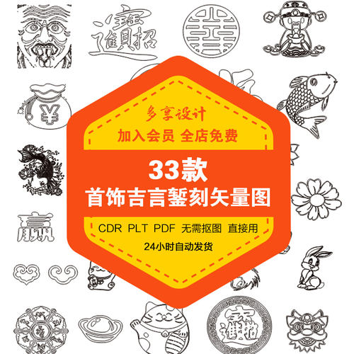 吉言錾子首饰矢量图模板激光雕刻打标机手镯素材设计图库plt文件