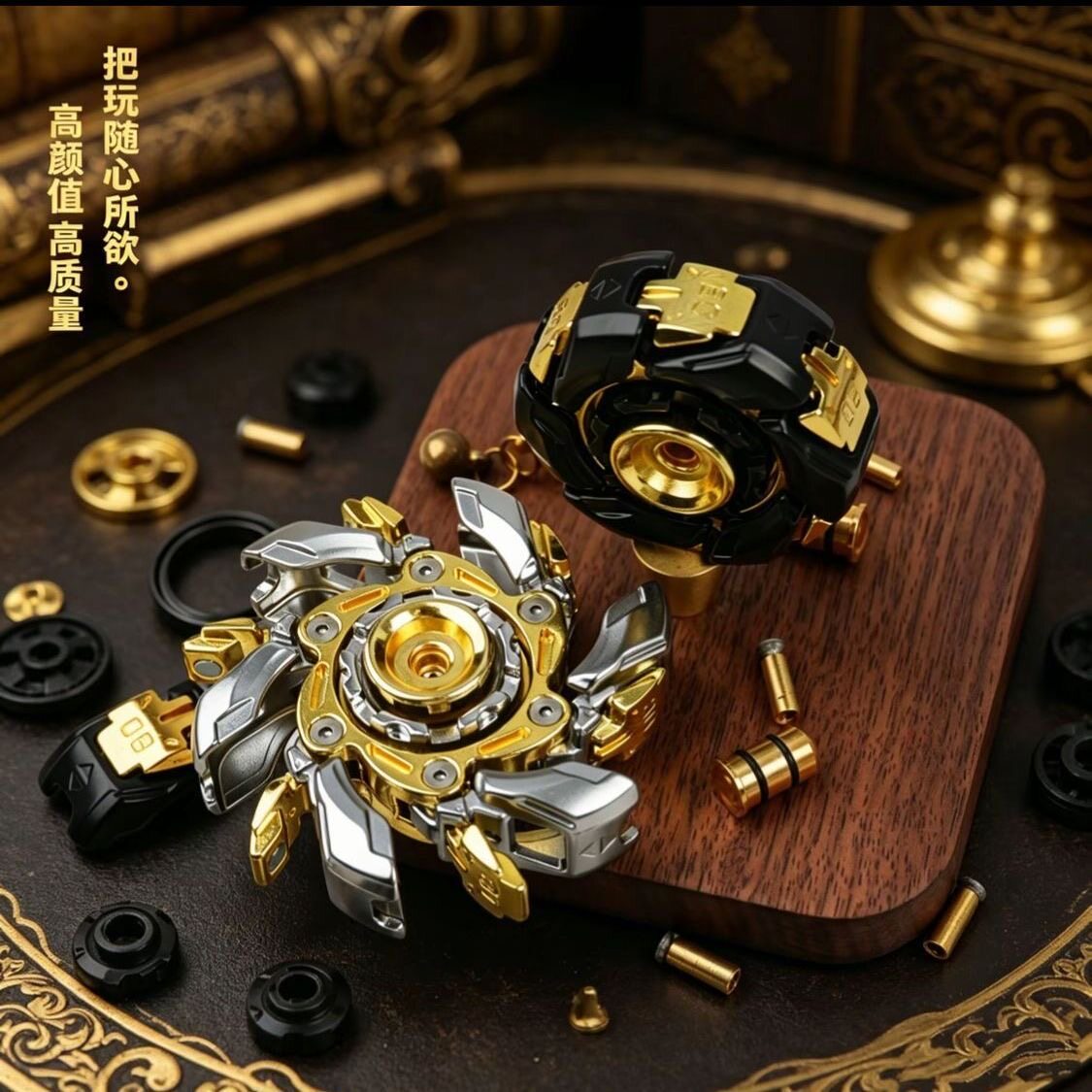 【升级版】指尖陀螺夜光暴躁08黑金开甲变形正版指尖陀螺成人玩具