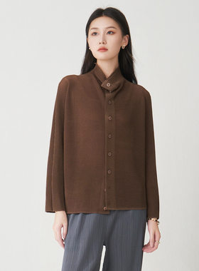 Issey Miyake/三宅一生 褶皱洋气气质外套宽松时尚显瘦翻领衬衫女