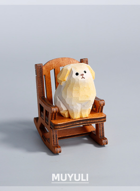 手工木雕金毛丨摆件生日圣诞节礼物解压情绪可爱女生小狗桌面装饰