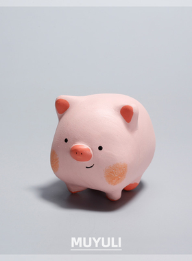 纯手工木雕小猪猪丨摆件可爱女生桌面装饰品创意治愈圣诞节礼物女