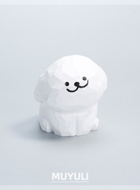 手工木雕萨摩耶丨电脑桌面摆件小狗可爱装饰奶油风圣诞情人节礼物