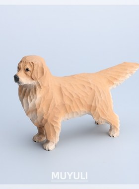 手工木雕金毛丨生肖小狗狗工位电脑桌面摆件创意装饰圣诞节礼物女