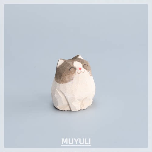 手工木雕布偶丨小狗小猫咪摆件哈士奇二哈治愈电脑摆件圣诞节礼物