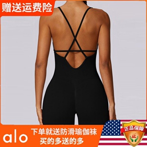 Alo yoga健身瑜伽美背连体服高弹收腹紧身显瘦运动跑步连体裤女夏