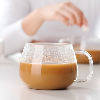 高硼硅玻璃水杯带把手透明胖胖杯
