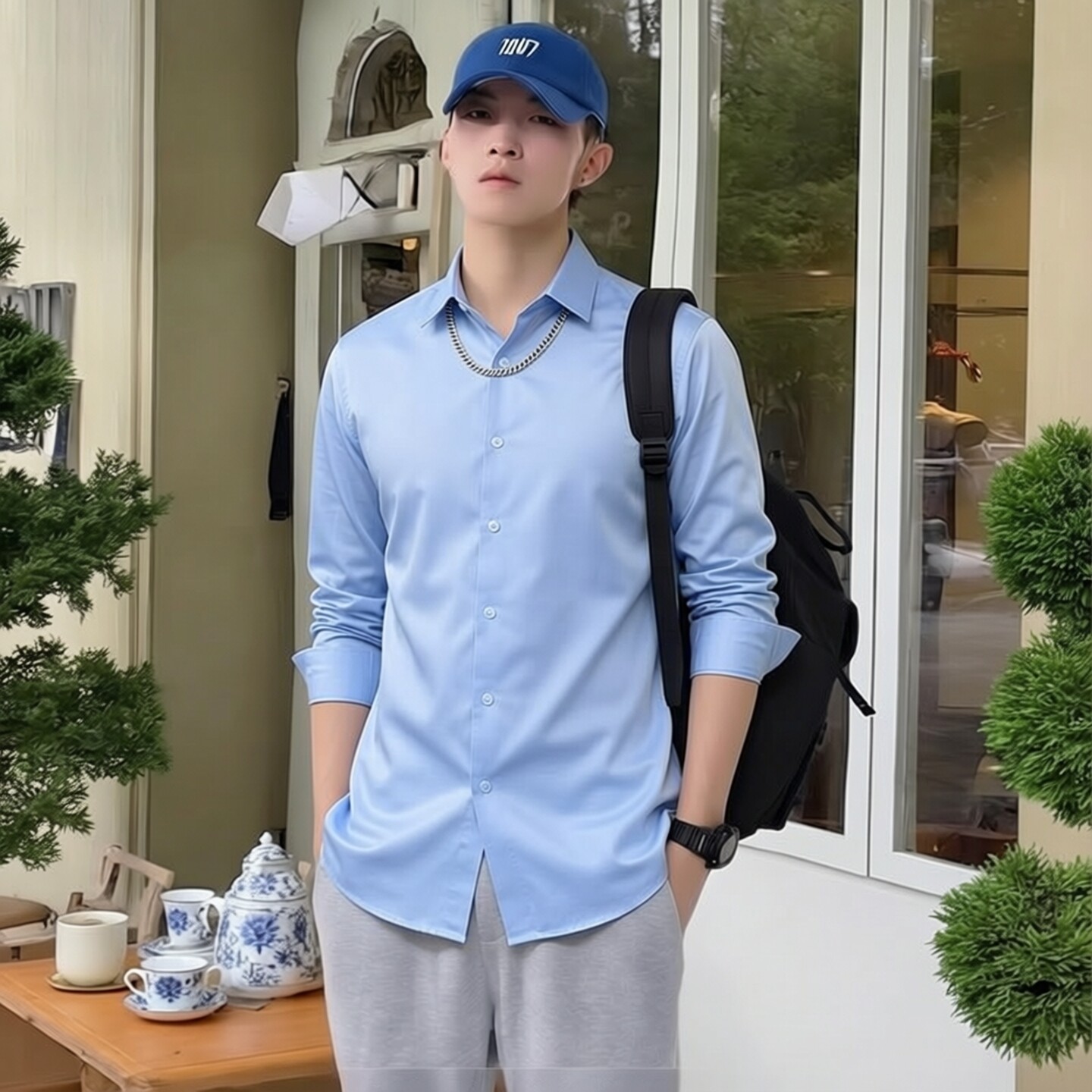 轻熟风男士长袖衬衫翻领商务休闲免烫抗皱礼服衫男式丝绸缎面男装