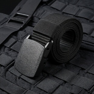 帆布腰带男女通用黑色金属扣无孔自动扣休闲户外百搭腰带