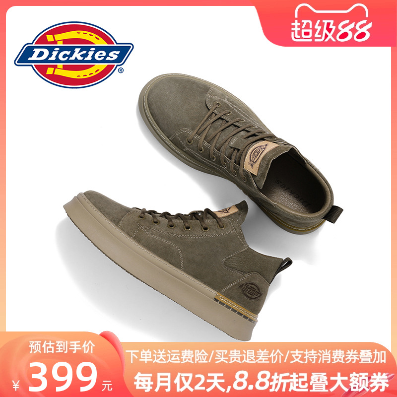 Dickies高帮鞋男2025新款男鞋夏季透气薄款板鞋马丁靴男士休闲鞋