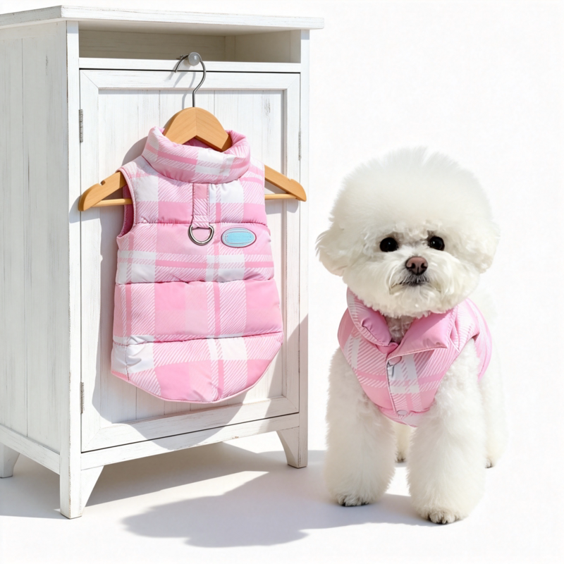 宠物衣服狗狗秋冬装泰迪比熊猫咪加厚保暖棉衣冬季格纹棉背心马甲