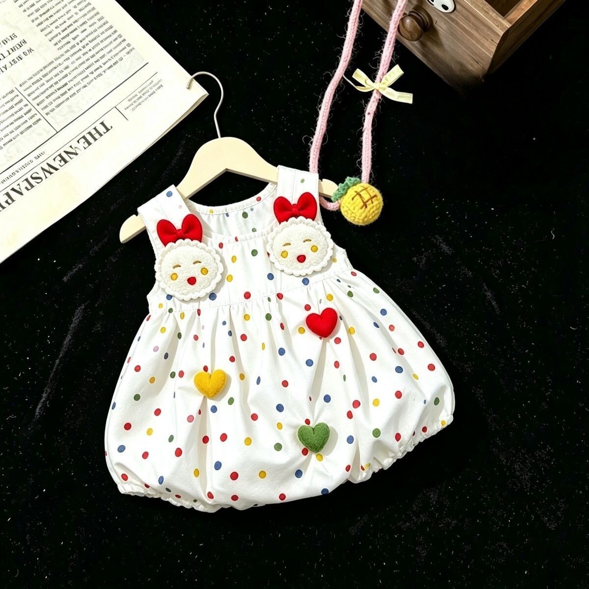 彩色波点连衣裙宠物衣服猫咪小型犬小体狗狗夏季吊带裙子马尔济斯