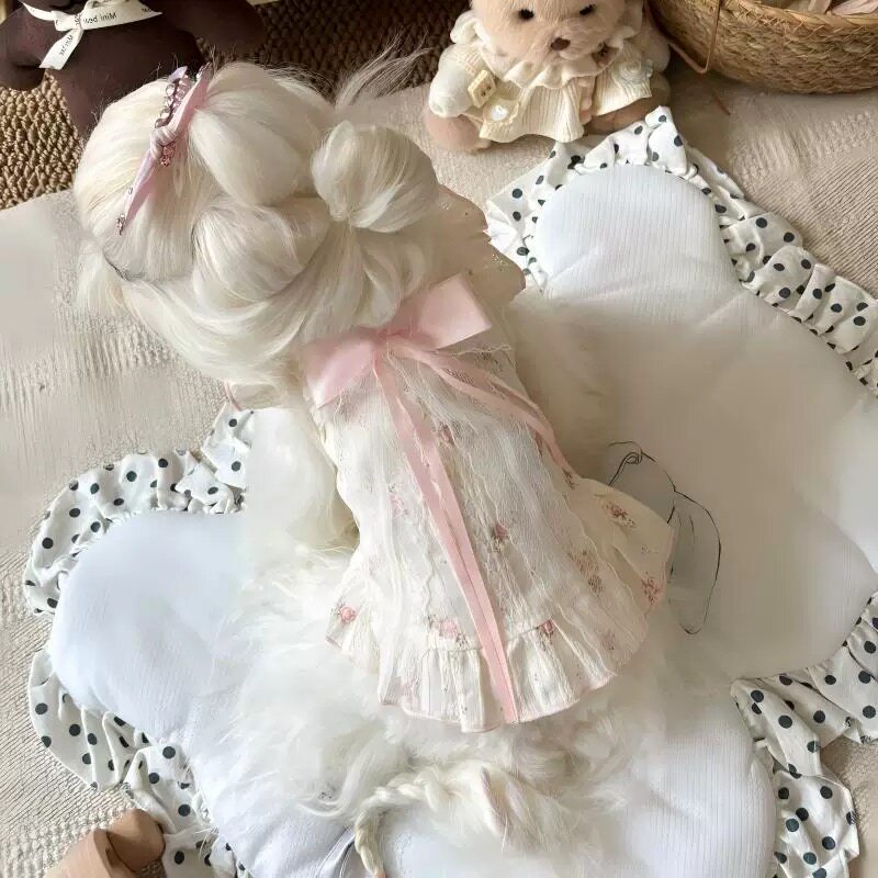 棉质宠物碎花蕾丝长蝴蝶结吊带裙狗狗猫咪小型犬泰迪比熊春夏薄款
