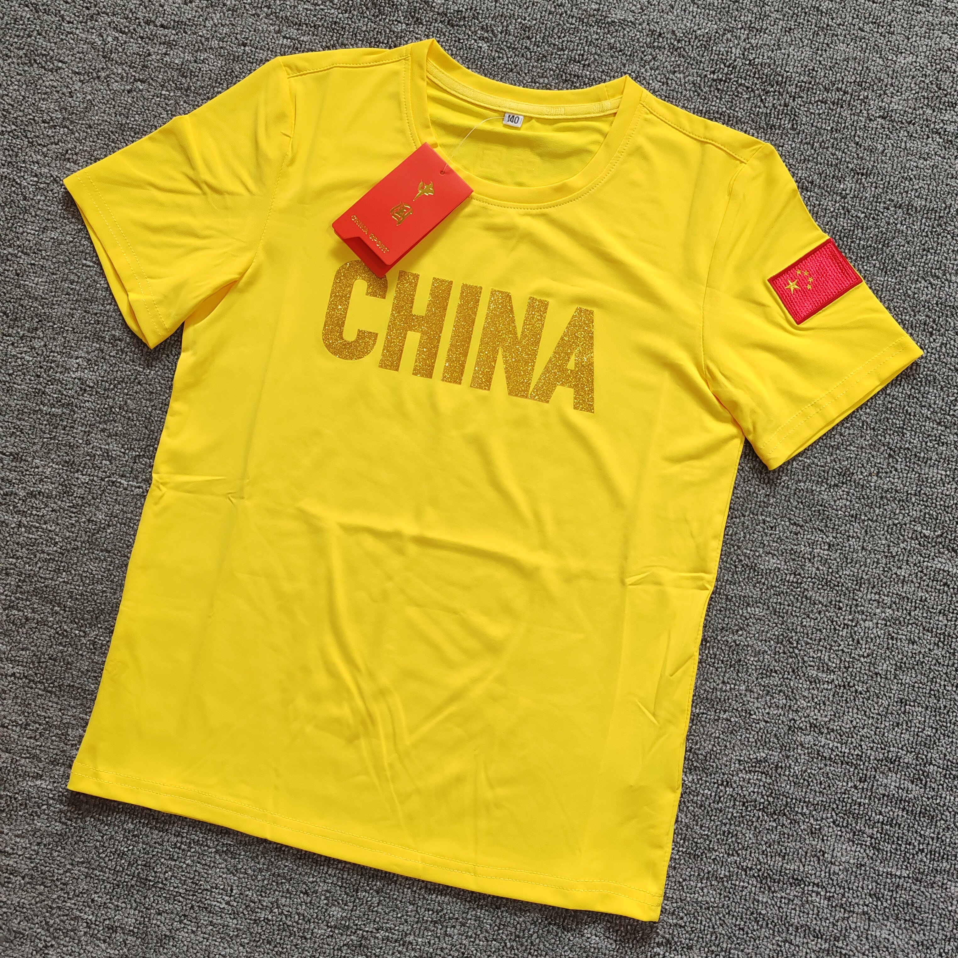 中国队速干T恤China短袖武术教练跆拳道比赛服儿童训练服运动套装