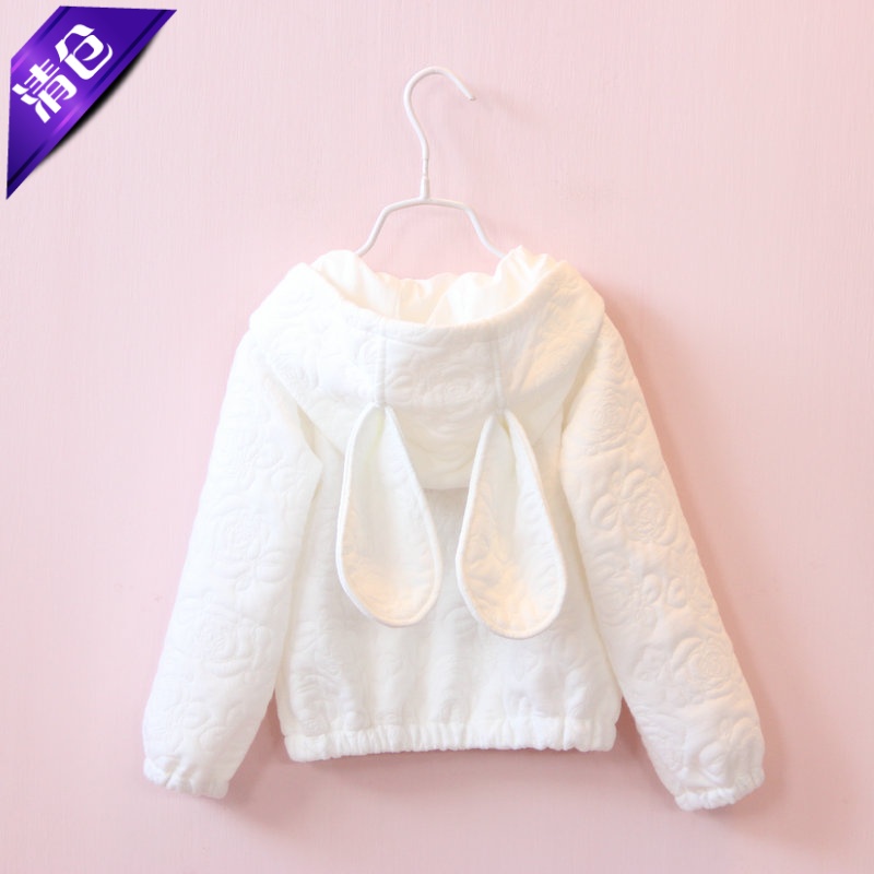 兔耳朵空气棉保暖短外套拉链衫