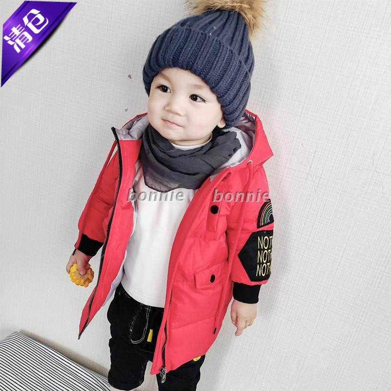 刺绣中长款连帽韩版小童外套棉袄