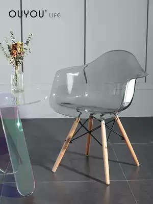 Simple transparent dining chair plastic chair without armrests Crystal Chair Nordic creative backrest Net red makeup stool negotiation chair