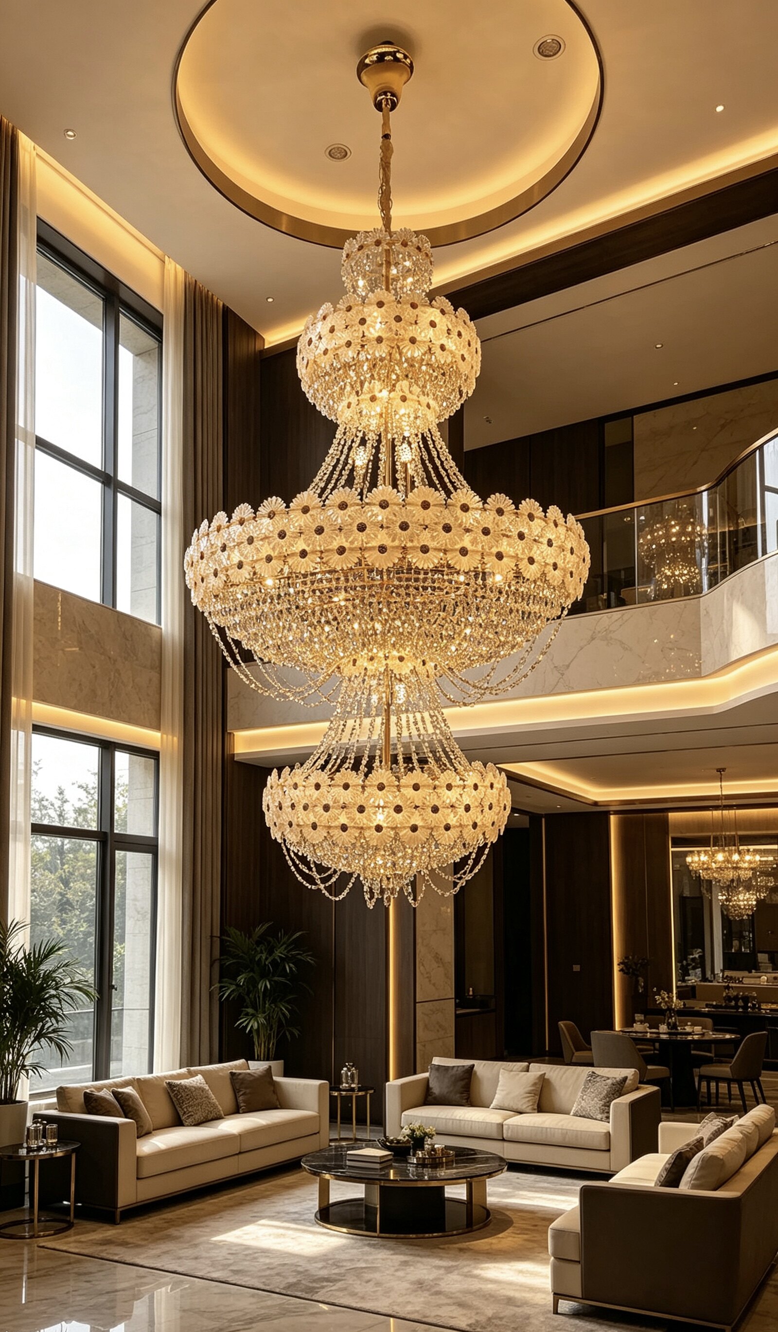 设计师款轻奢简约水晶玻璃太阳花酒店/宴会厅/餐饮吊