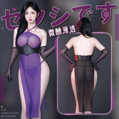 性感网纱透视薄款火辣诱惑连衣裙