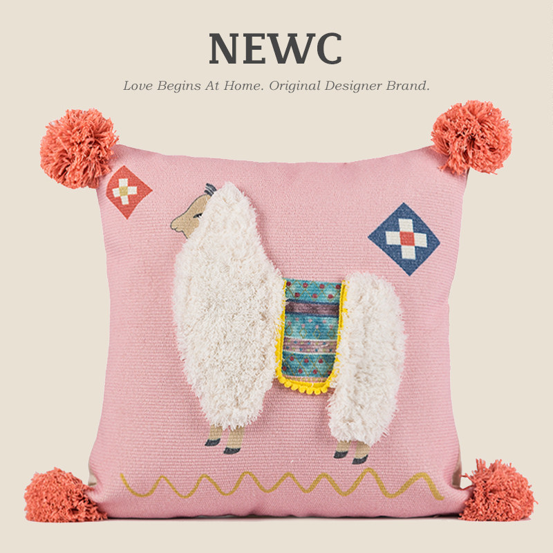 新宸优品 ins网红少女心抱枕套粉色可爱羊驼靠枕客厅卧室床上靠垫,居家布艺,靠垫/抱枕,淘宝优惠券,粉丝福利购,淘宝优惠卷