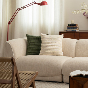 诧寂奶油风手工编织抱枕客厅沙发名宿飘窗羊毛纱白色绿色靠垫组合