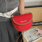 韩风ins红色过年新婚马鞍包2026新款 女单肩斜挎包时尚 百搭潮小包