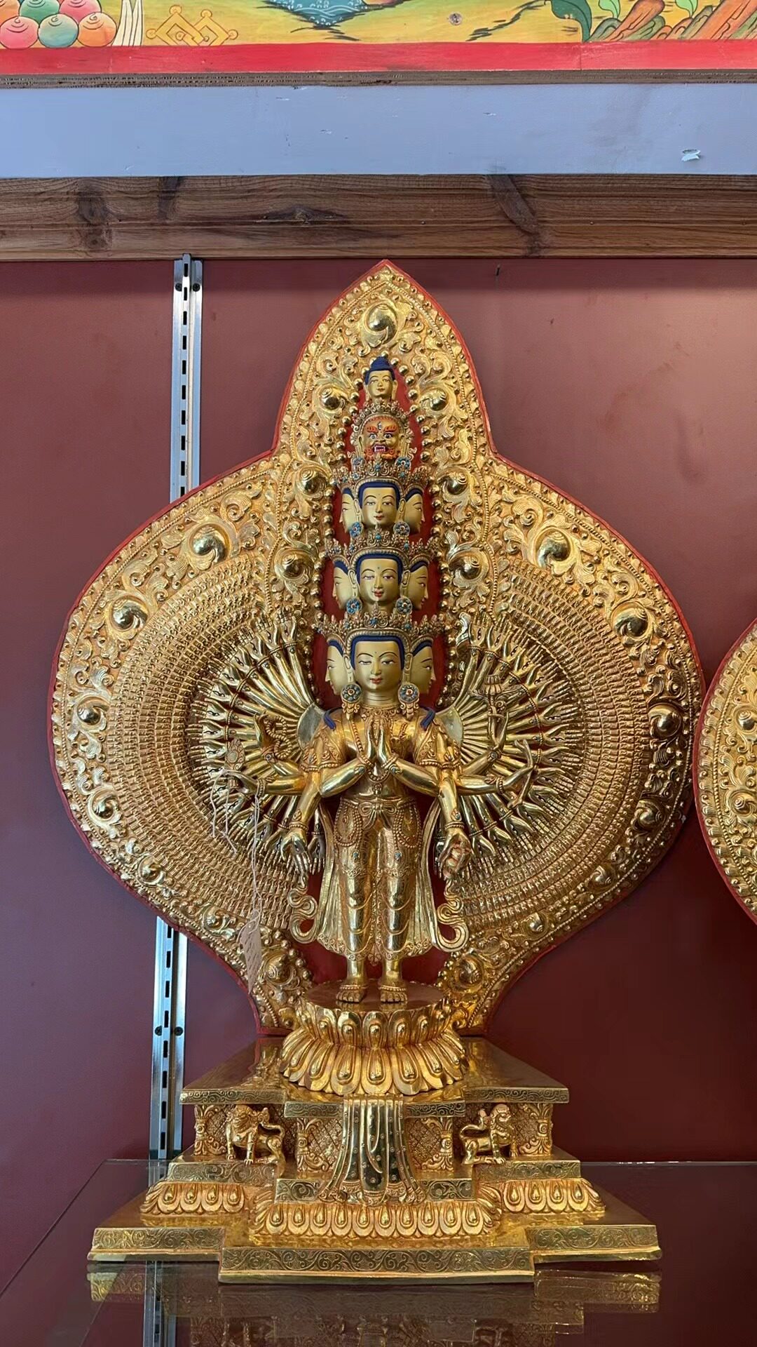 尼泊尔高端工艺 紫铜鎏金纯手工簪刻雕花 千手千眼观音菩萨 80㎝