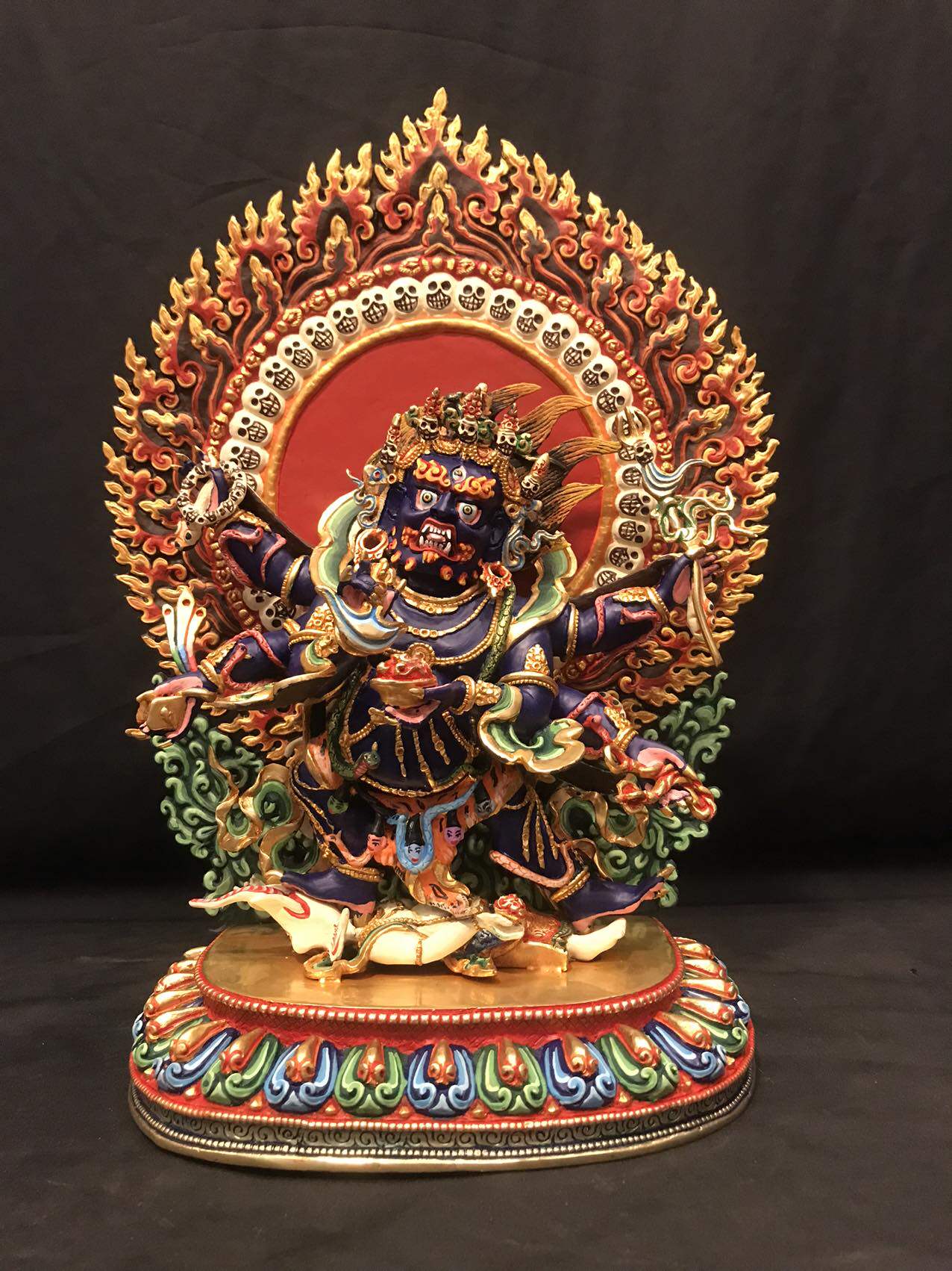 尼泊尔精品手绘工艺 六臂玛哈嘎拉 大黑天像 高38㎝ 尼泊尔直邮