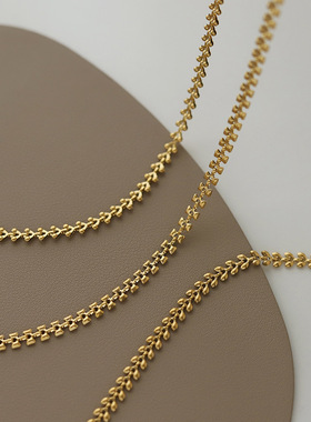 法式极简麦穗锁骨链钛钢镀18K