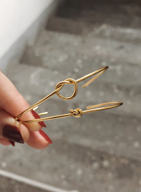 简约绳结欧美打结小结缘款纤细百搭女款手环手镯 钛钢镀18K金色