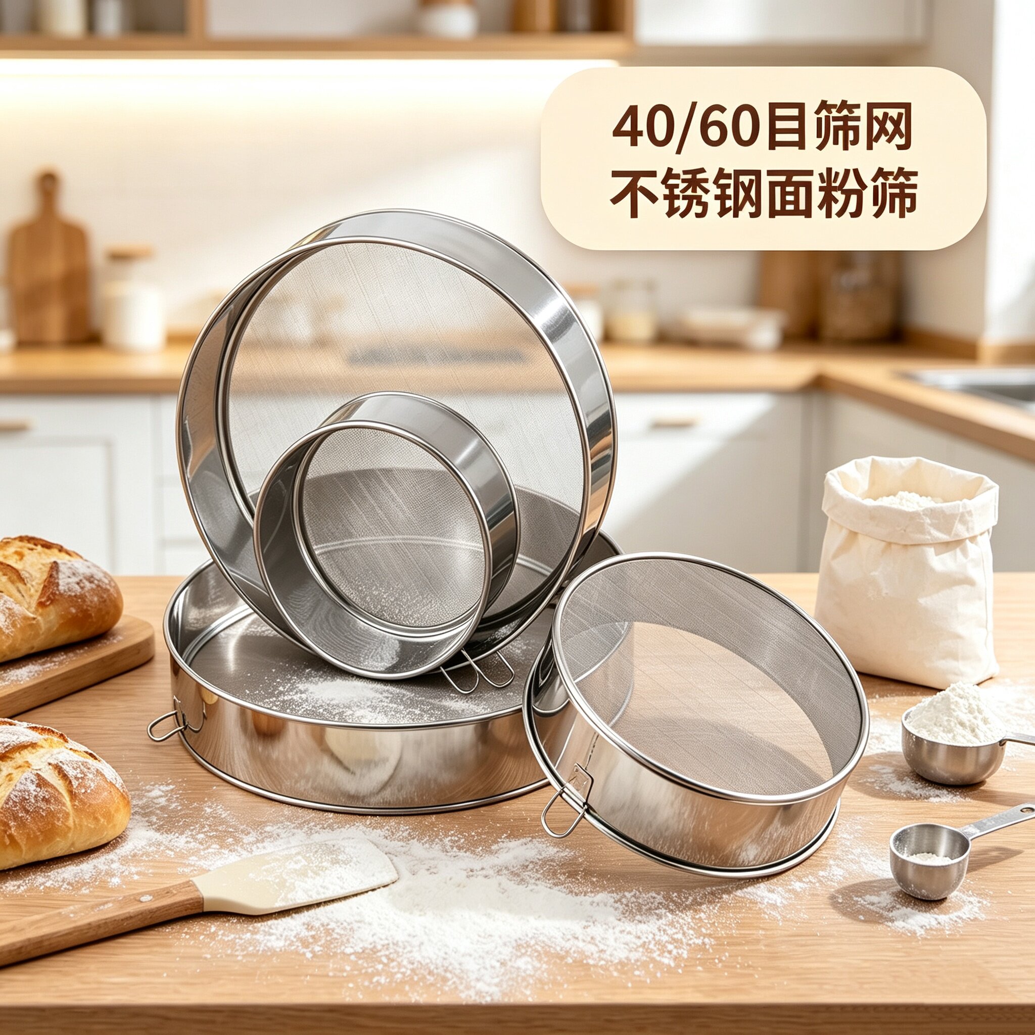面粉筛家用超细过滤网烘焙专用