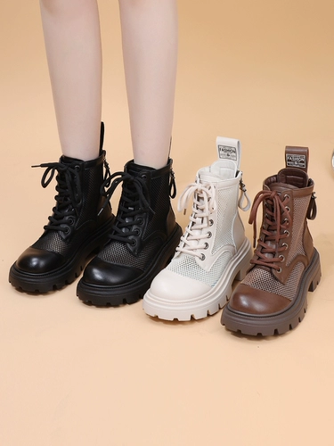Martens, сетчатые летние тонкие дышащие короткие сапоги в английском стиле, из натуральной кожи, в британском стиле