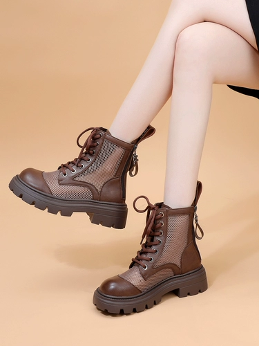 Martens, сетчатые летние тонкие дышащие короткие сапоги в английском стиле, из натуральной кожи, в британском стиле