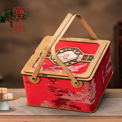 新款双层中秋月饼手提空礼盒