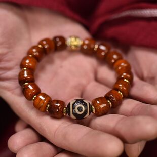 藏式三眼天珠搭配牛骨单圈男士手串包邮到家